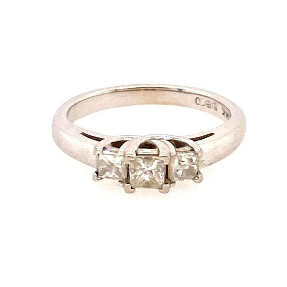 14k 3-Princess Cut Small Diamond Ring